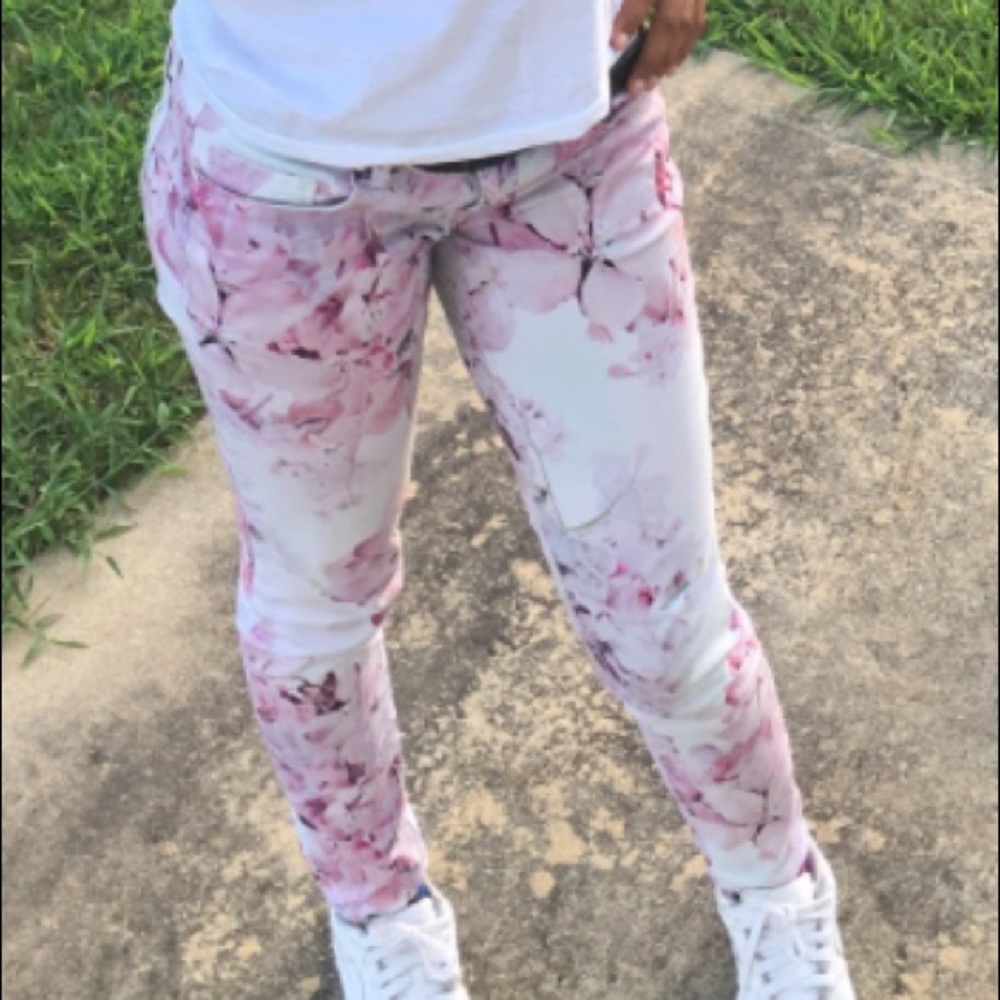 Floral Print Jeans